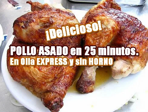 Pollo asado en olla Express. Receta de cocina rápida y sencilla.