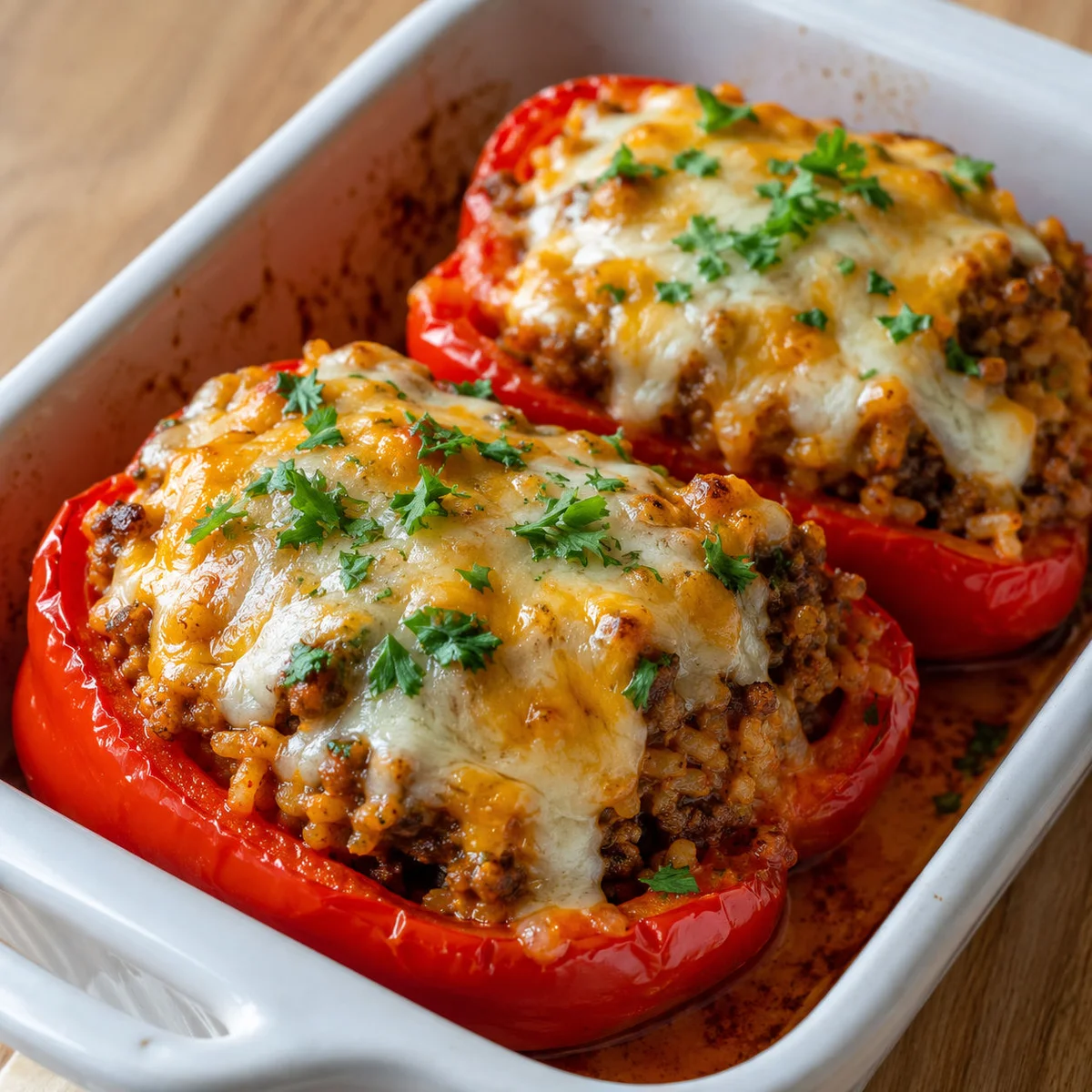 Poivrons farcis au bœuf et au fromage