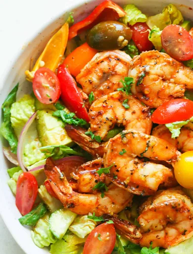 Salade de crevettes grillées