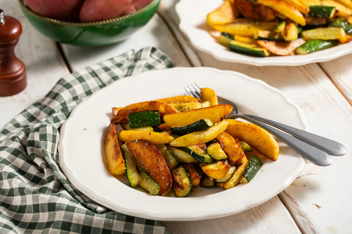 Patate e zucchine in padella