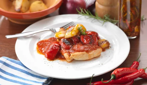 Pollo ai peperoni in padella