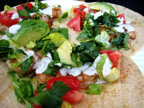 Tacos di gamberi grigliati