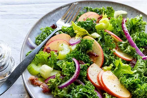 Kale-Apple Salad with Warm Bacon Dressing