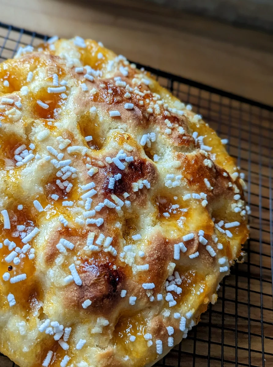 Focaccia dulce con mermelada