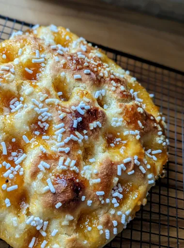 Focaccia dulce con mermelada