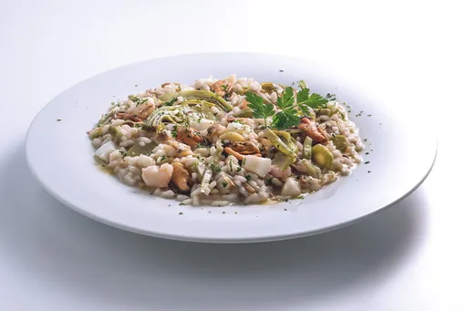 Artichoke and king prawn risotto