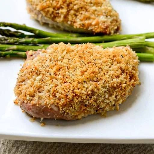 Einfache Schweinekoteletts mit Panko aus dem Ofen