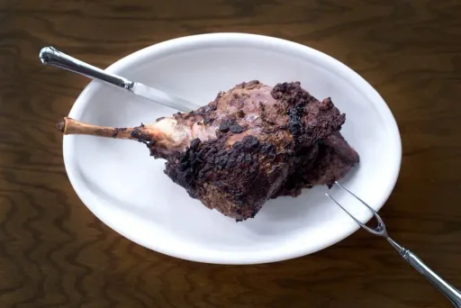 Mustard, Herb, and Soy-Marinated Leg of Lamb