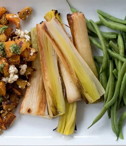 Blanched and Roasted Leeks