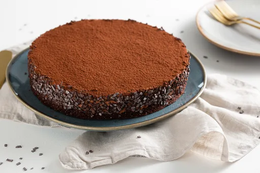 Tarta mousse de chocolate negro sobre base de sablé