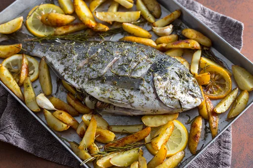 Oven-baked gilt-head bream