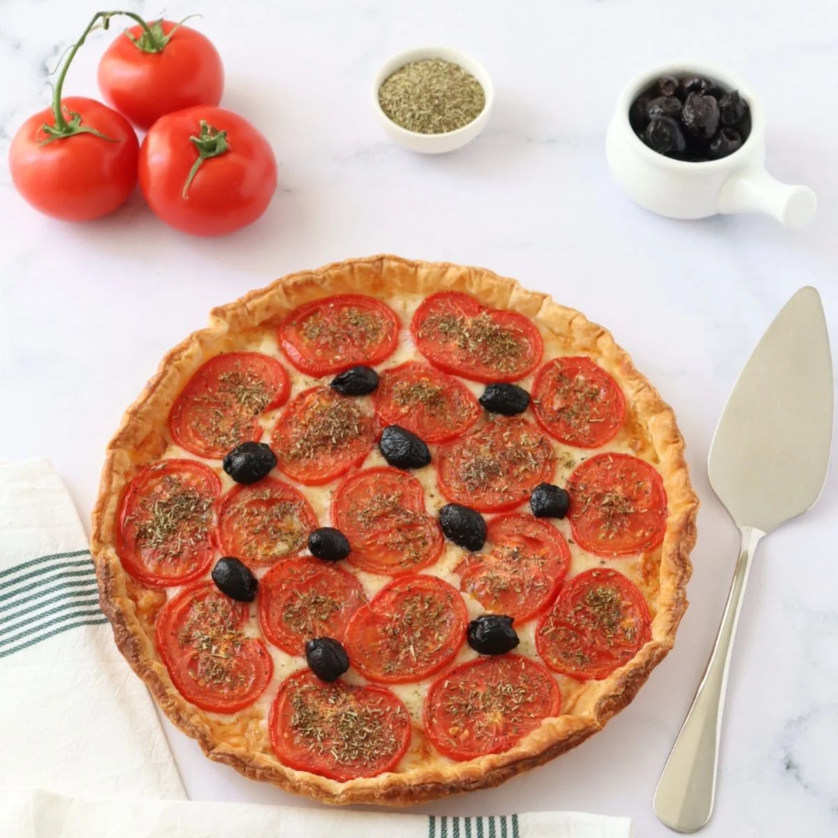French Tomato Mustard Tart With Puff Pastry