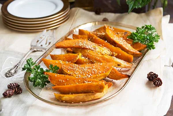 Patate dolci arrostite glassate senza glutine