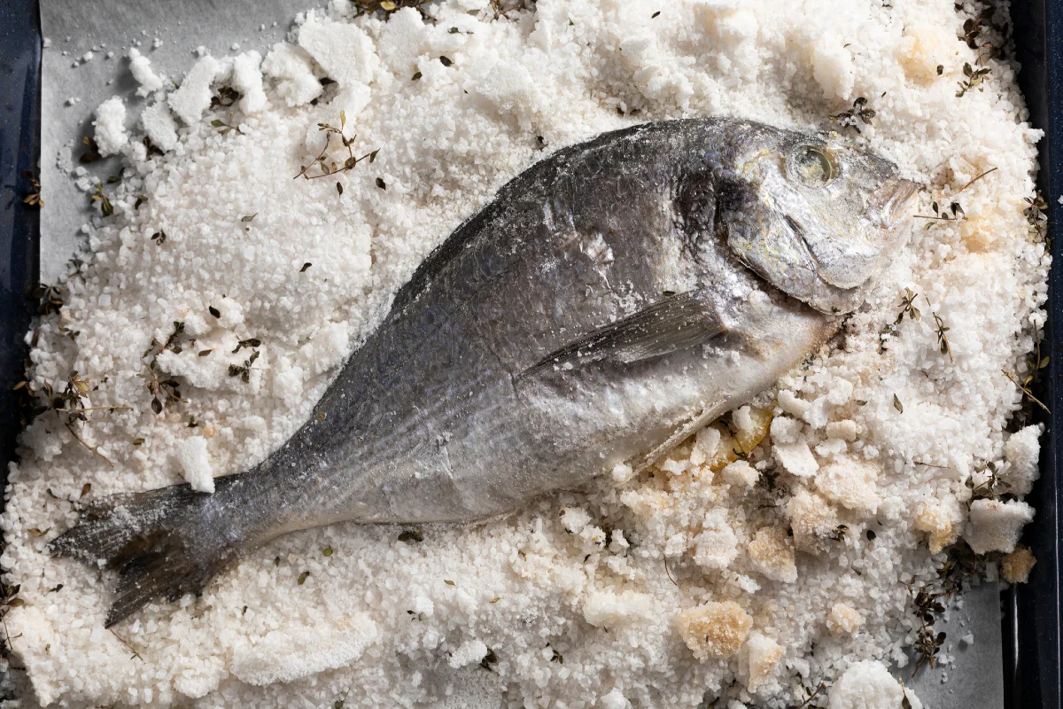Salt-baked sea bream