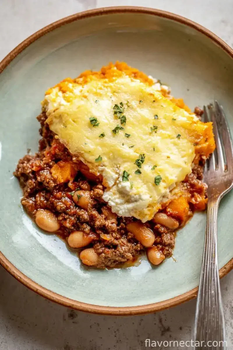 Cottage Cheese, Ground Beef and Sweet Potato Casserole