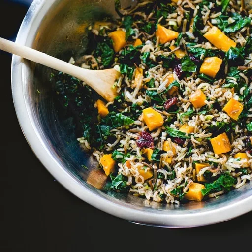 Salada de arroz selvagem e abóbora-manteiga