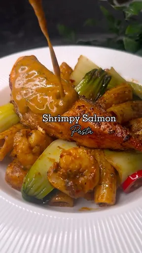 Pasta de salmón con gambitas