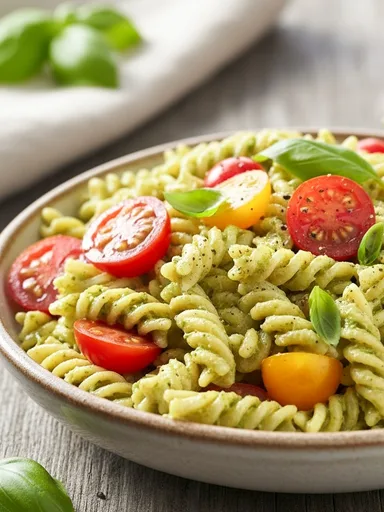 Salada de macarrão ao pesto sem laticínios