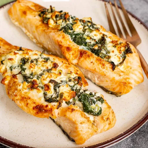 Spinach Feta Stuffed Salmon