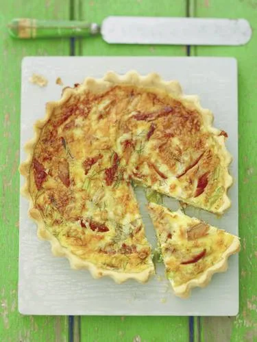 Smoked Mackerel, Saffron and "Crackler" Quiche
