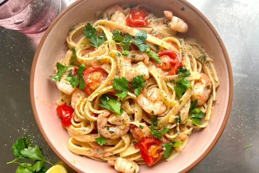 Creamy prawn fettuccine