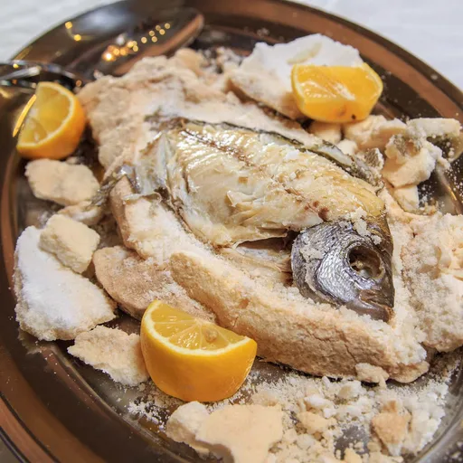 Salt-baked fish