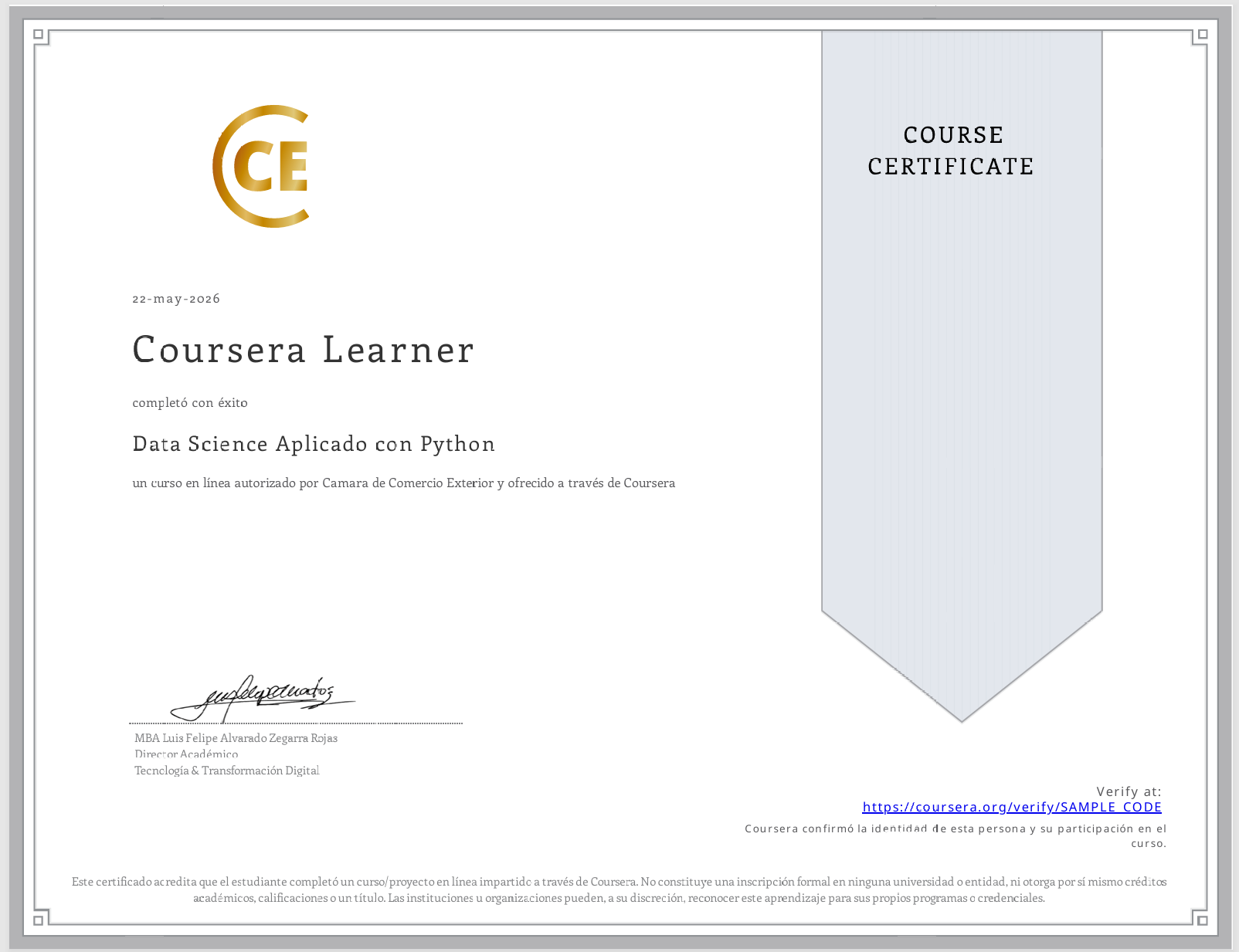 Certificado CCE