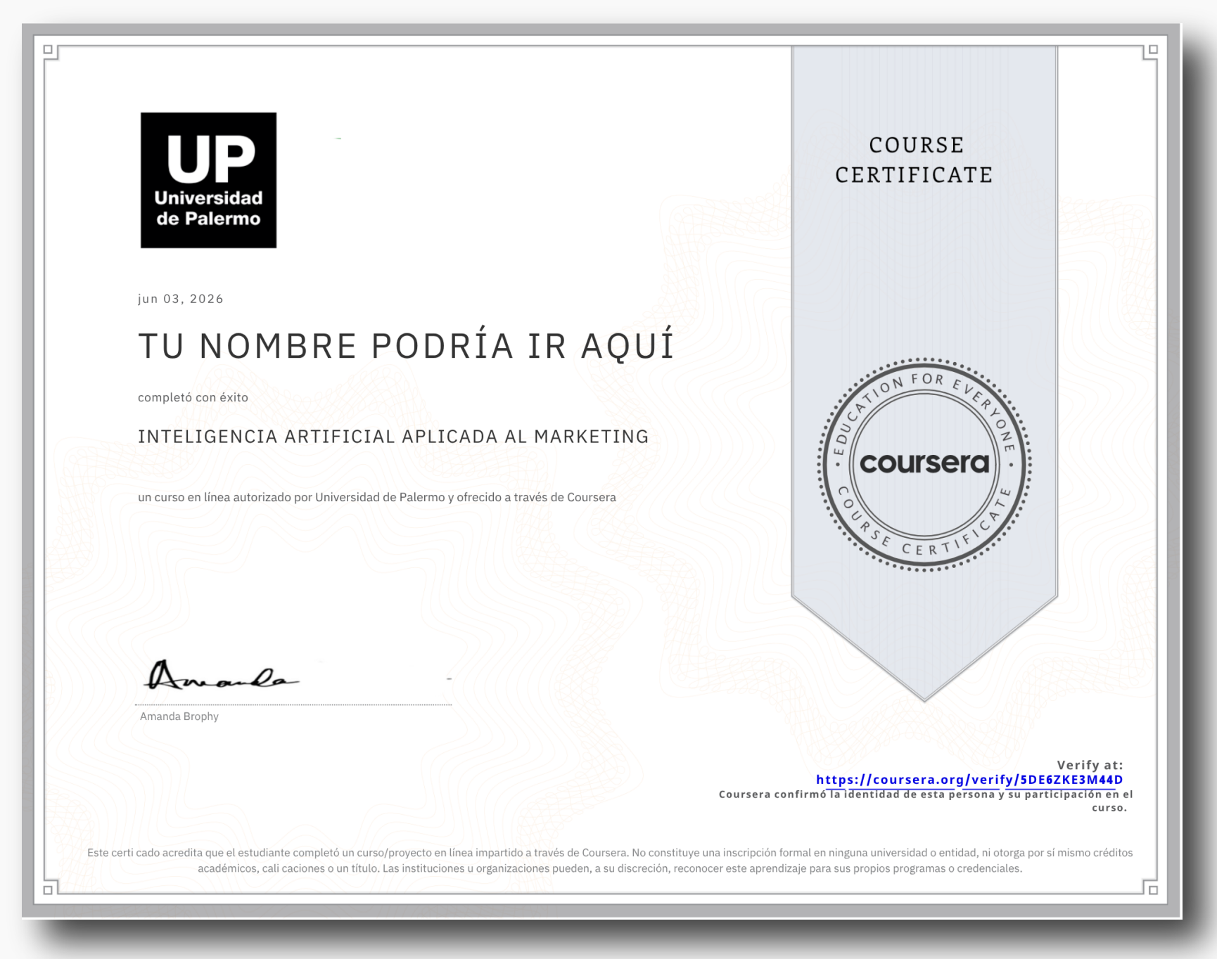 Certificado Vanderbilt