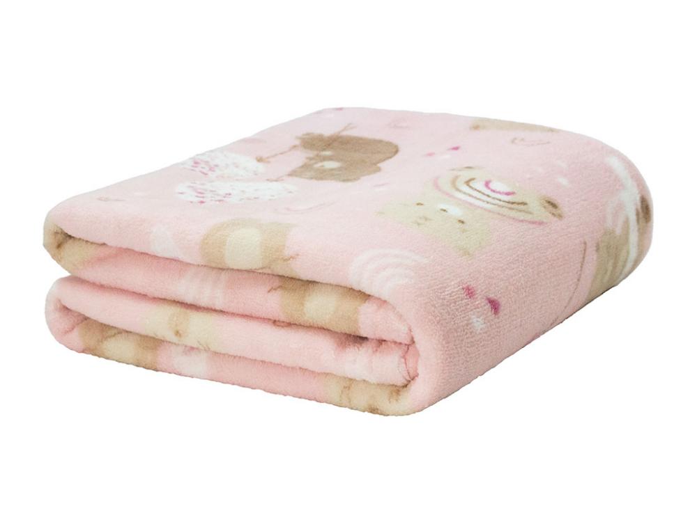 Cobertor Baby Mf Corrido Est. Pvc Nac 80x110 Urso Confeti Rosa