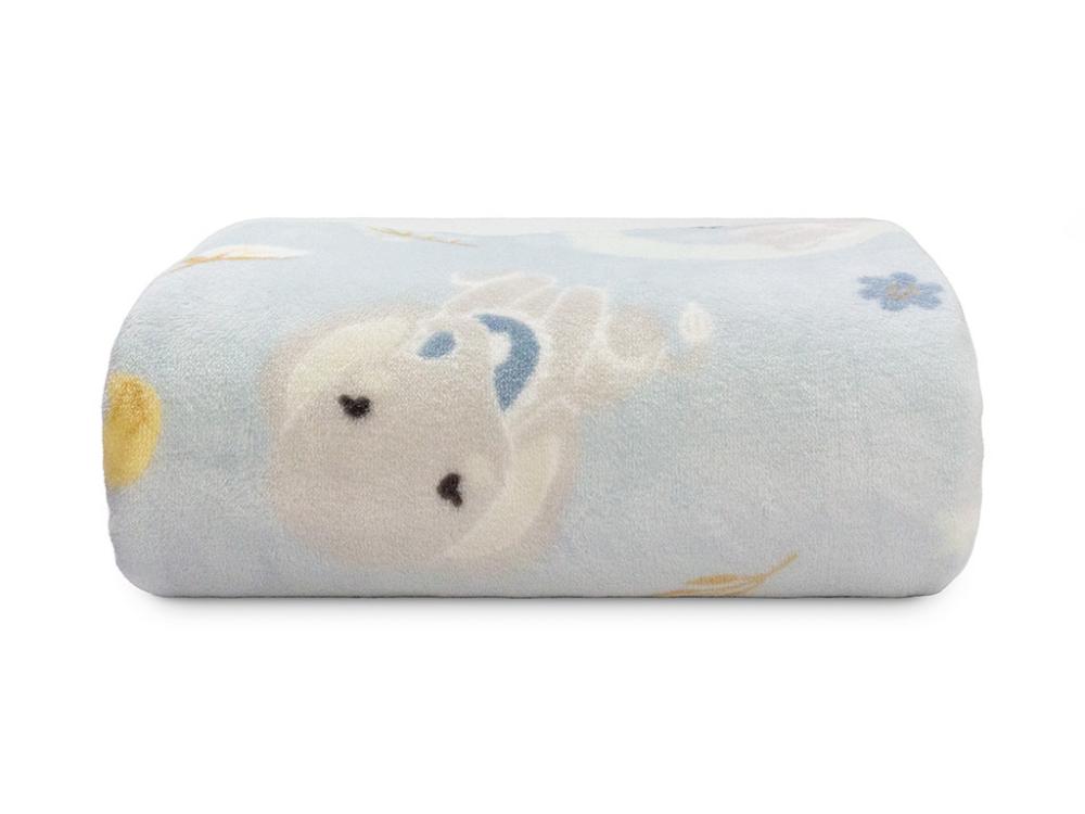Cobertor Baby Flannel Nac 90x110 Elefante Azul