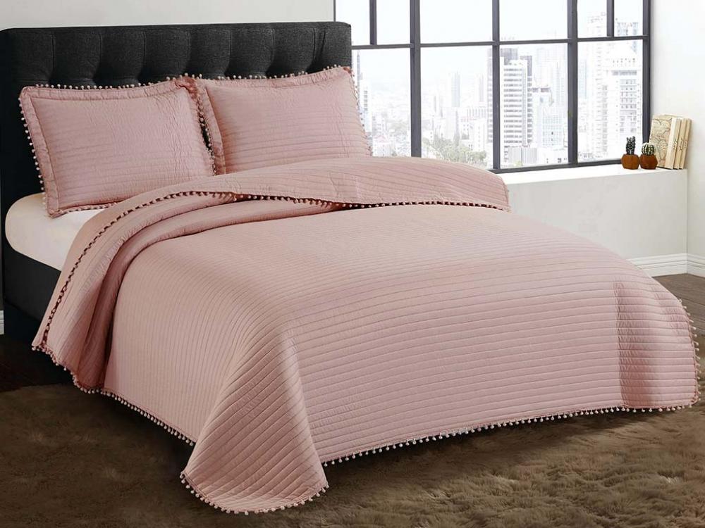 Colcha Pompom Solteiro 160x230 Rosé 15-1512