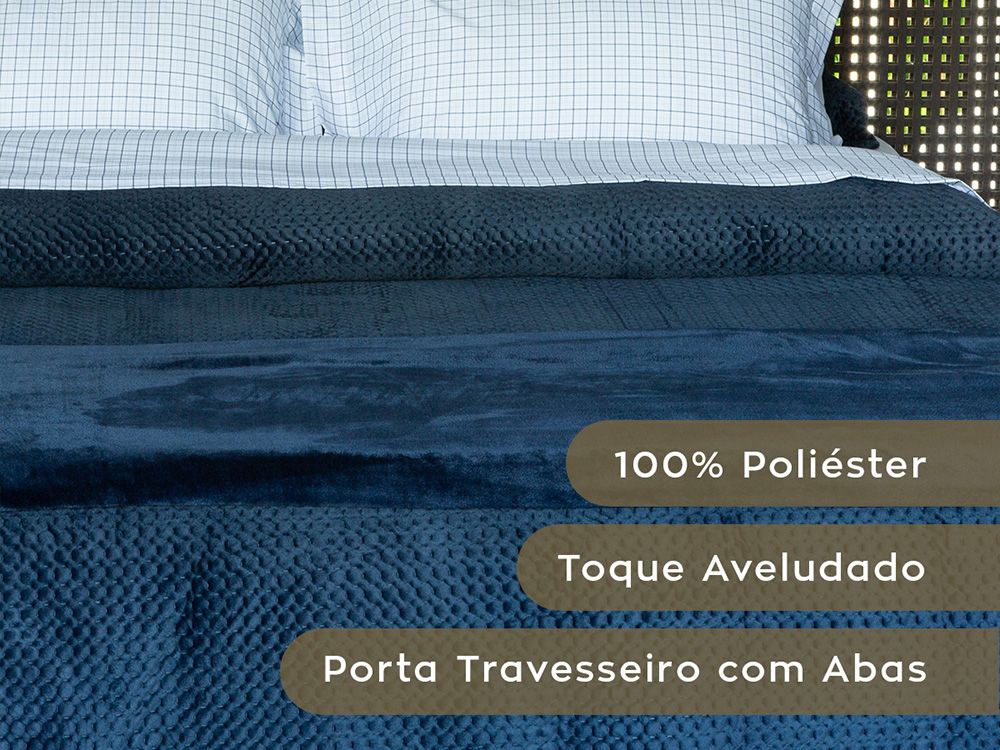 Colcha Velvet Neo Queen 240x260 Marinho 19-4010