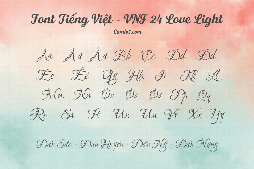 Font Tiếng Việt Cách Điệu VNI 24 Love Light