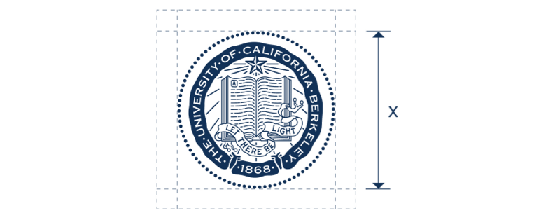 The Berkeley Seal, shown here with the minimum space around it allowed illustrated by dotted lines.