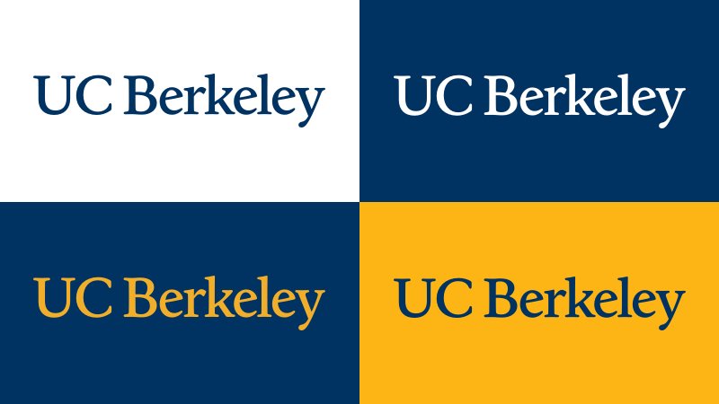 UC Berkeley wordmark on different colored backgrounds