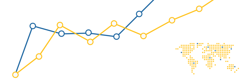 Illustration of  a line graph and map.