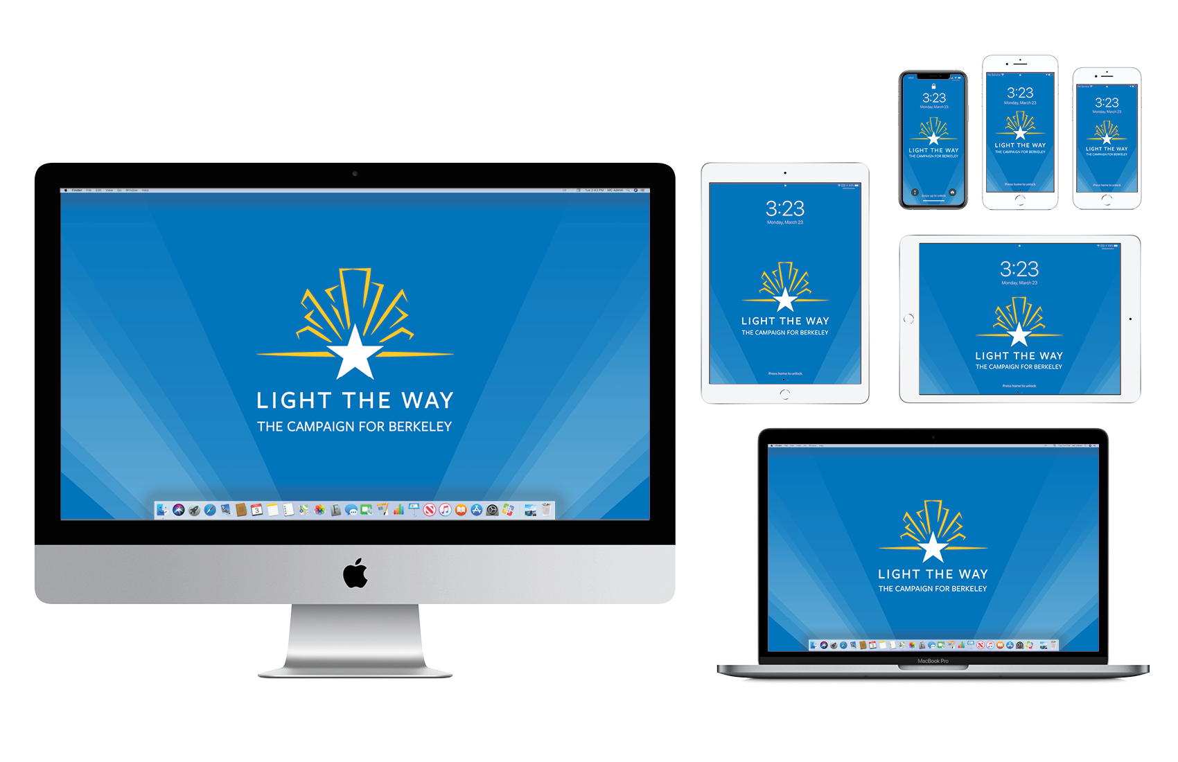 Wallpaper with Light the Way campaign logo on blue background