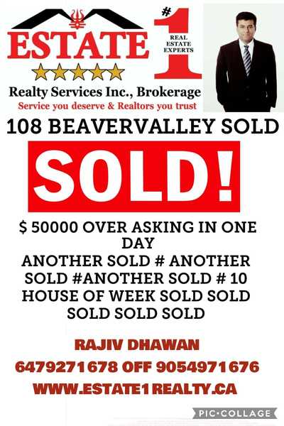 108 BEAVERVALLEY Dr Brampton Ontario Canada Sale residential Estate #1 Realty service Inc., Brokerage*