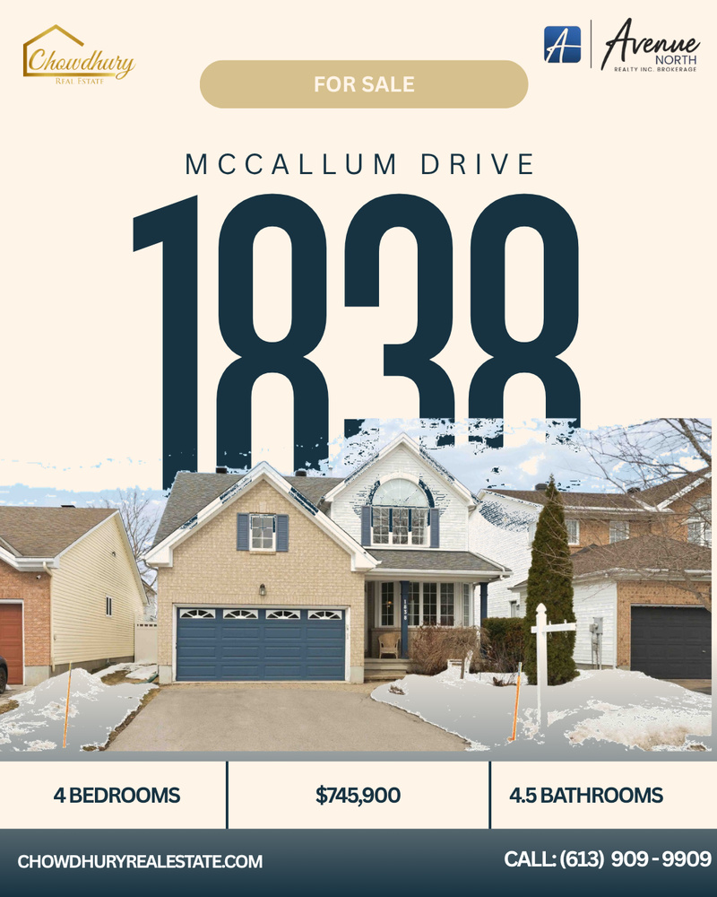 1838 McCallum Dr  Ottawa Ontario Canada Sale residential   Chowdhury Real Estate