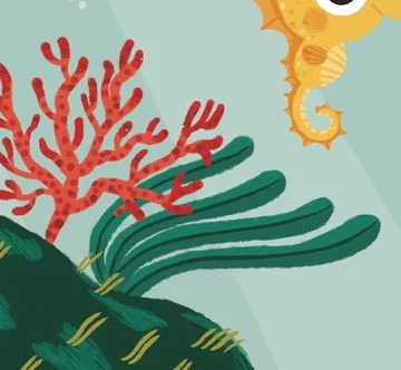 Ilustración de El caballito de mar surfero