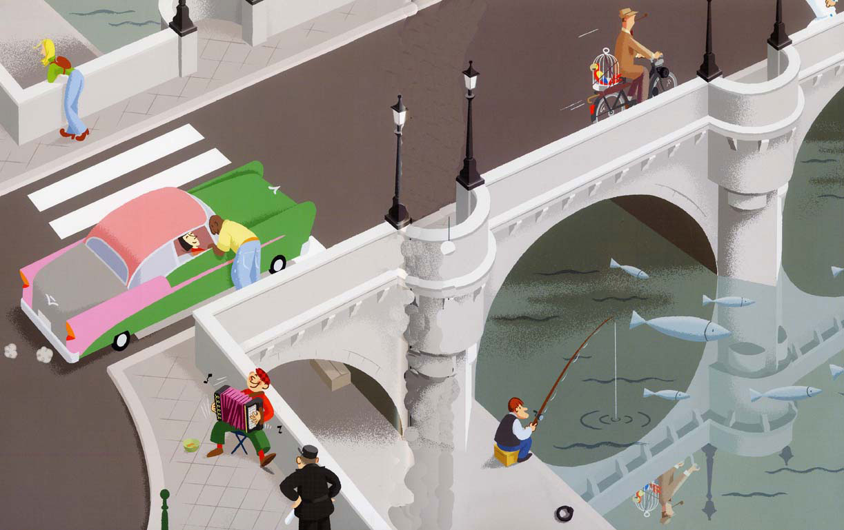 Ilustración de papagayo de Monsieur Hulot