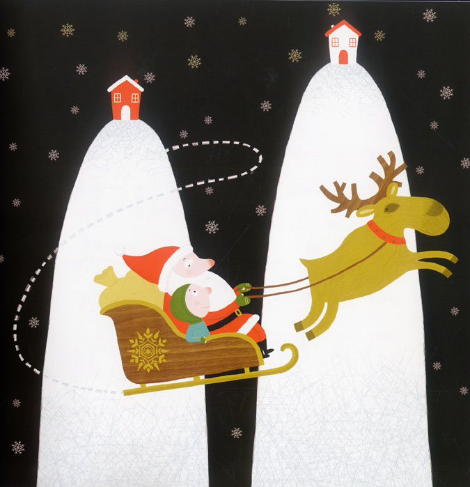 Ilustración de gran libro de los regalos mágicos