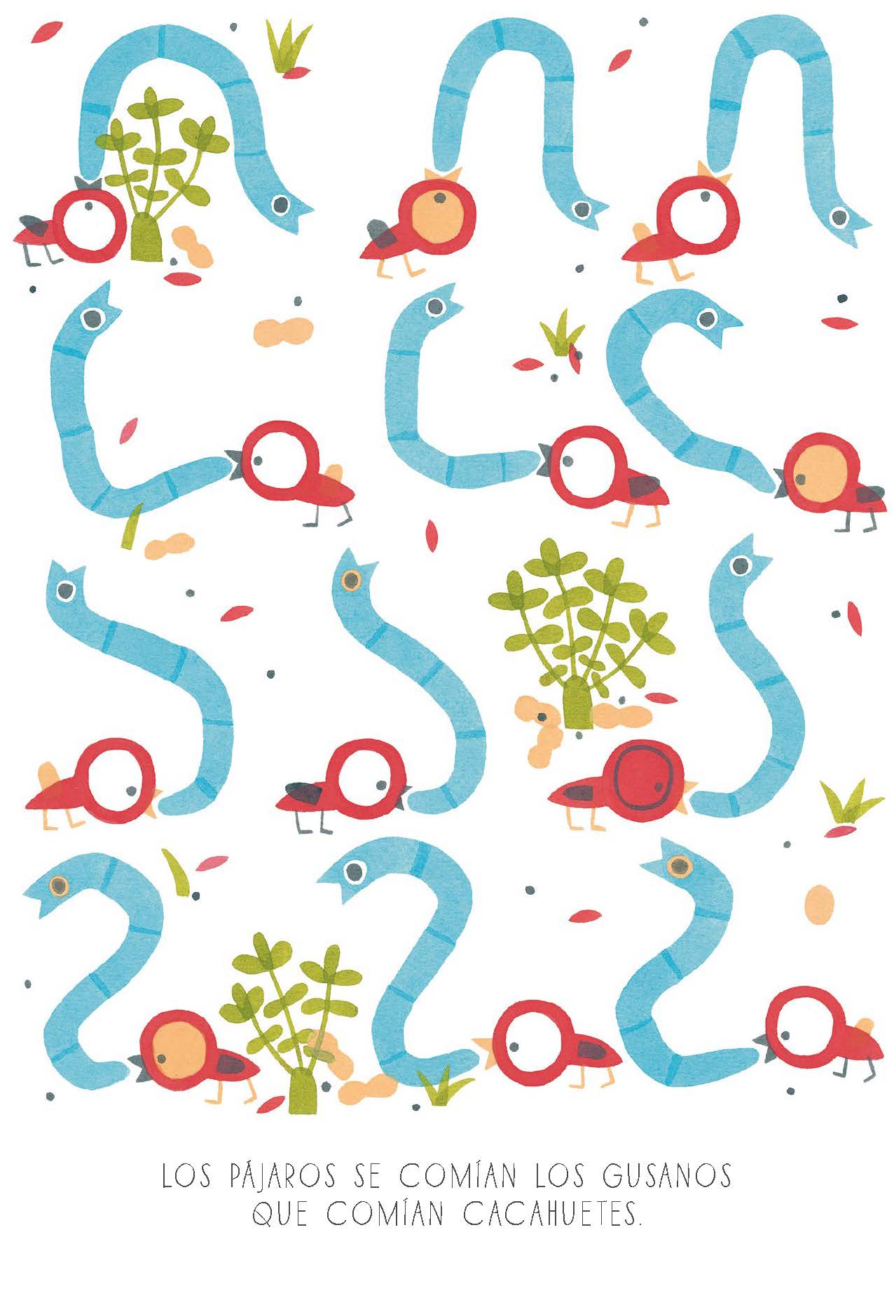 Ilustración de Los gusanos comen cacahuetes