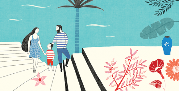 Ilustración de niño que dibujaba sirenas