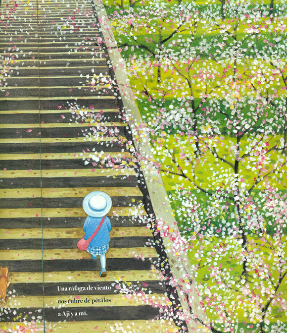 Ilustración de Un día más contigo. Caminando por una tarde de primavera
