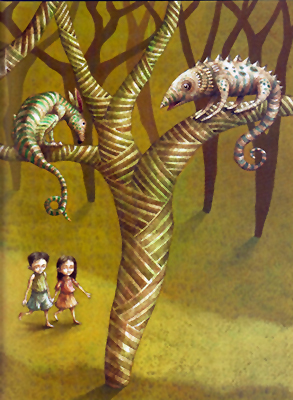 Ilustración de Dragones en el cielo