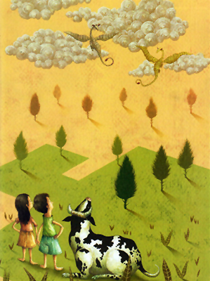 Ilustración de Dragones en el cielo