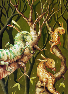 Ilustración de Dragones en el cielo