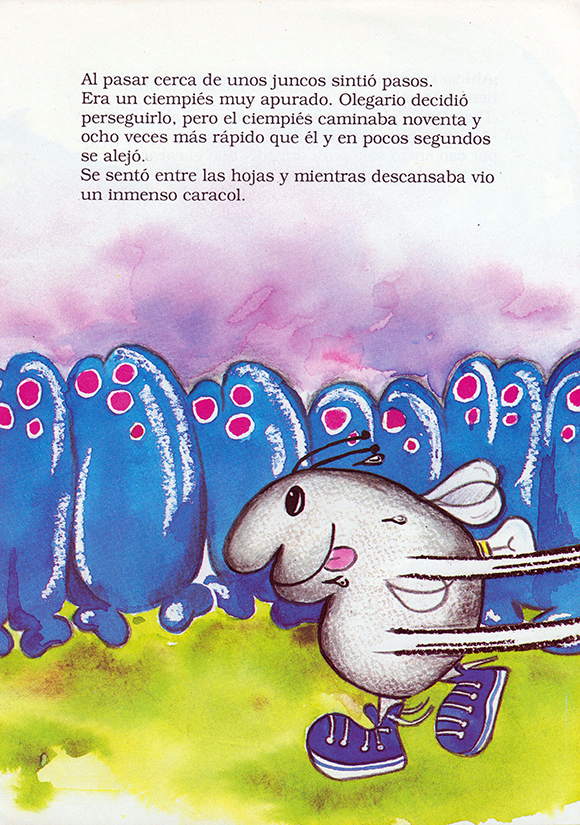 Ilustración de Olegario, un bicho de luz apagado