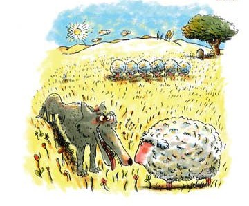 Ilustración de El buen humor del lobo gris